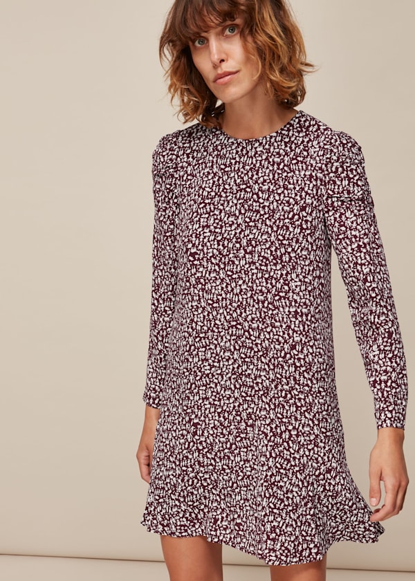 Burgundy People Print Georgina Dress