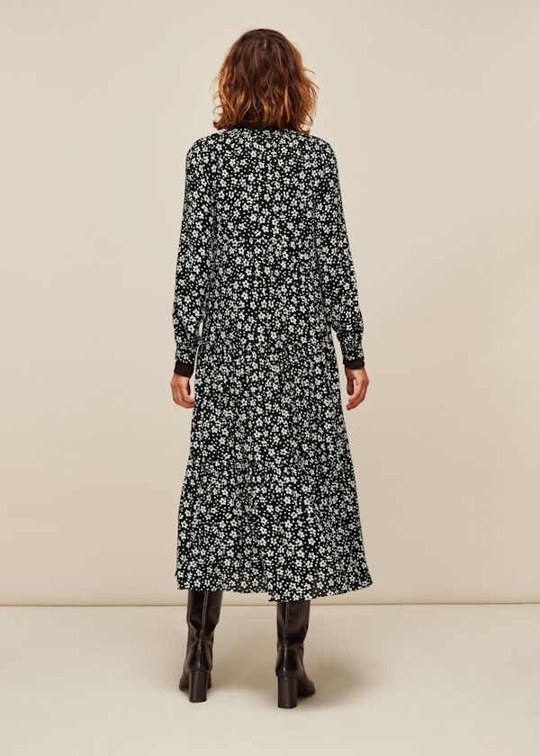 Black and White Daisy Spot Trapeze Dress