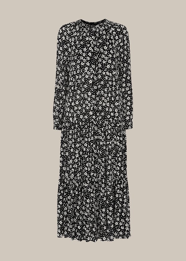 Black and White Daisy Spot Trapeze Dress