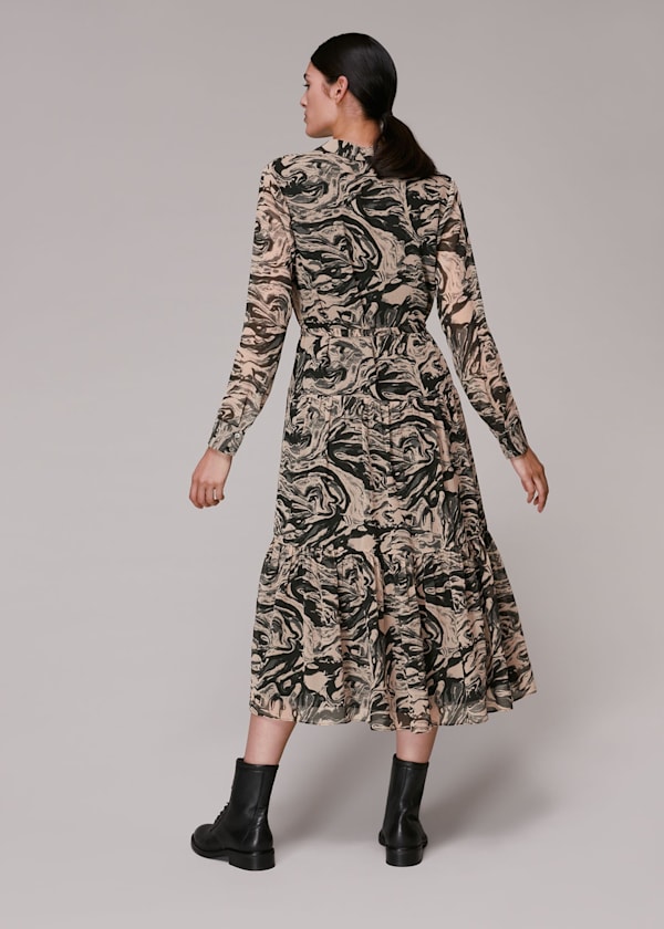 Multicolour Marble Print Shirt Dress