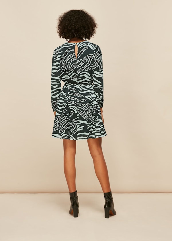 Multicolour Graphic Zebra Print Dress