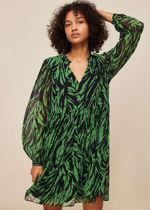 Black Zebra Stripe Trapeze Dress