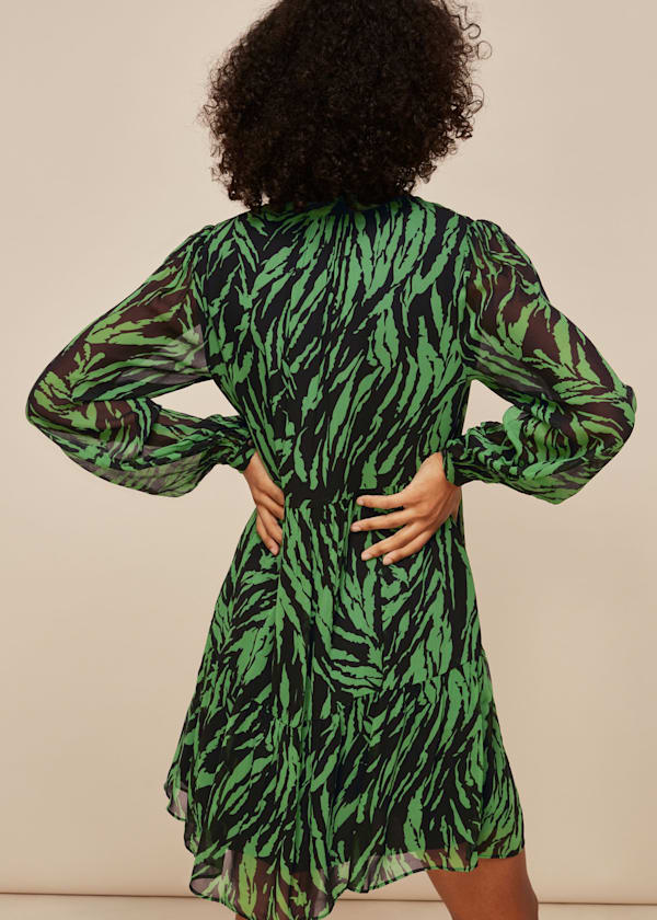 Black Zebra Stripe Trapeze Dress