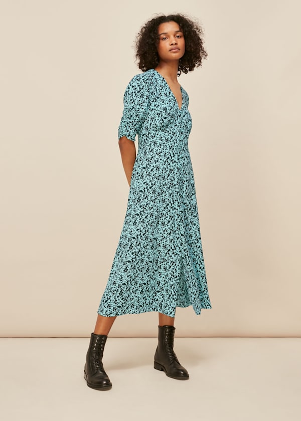 Blue Midnight Meadow Floral Dress