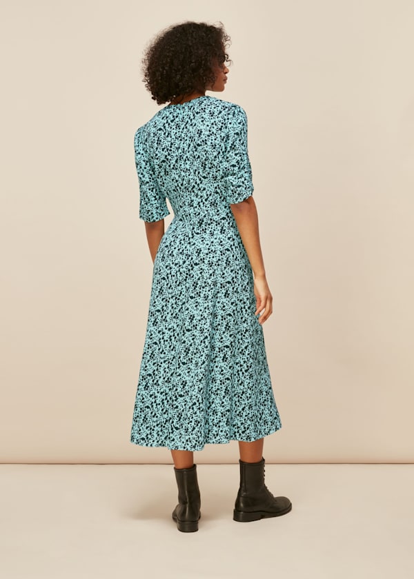 Blue Midnight Meadow Floral Dress