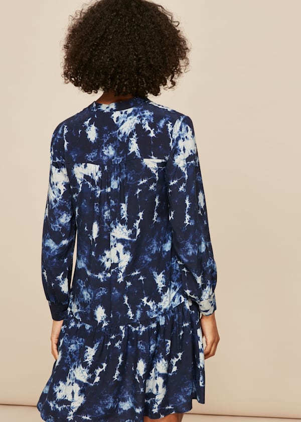 Blue Tie Dye Smock Dress
