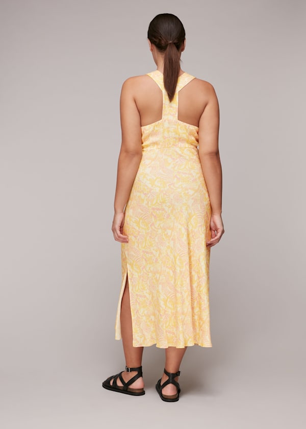 Yellow Camo Safari Midi Dress