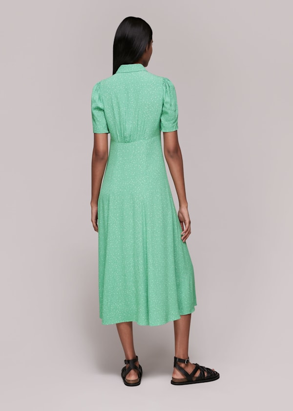 Green Scattered Bloom Midi Dress