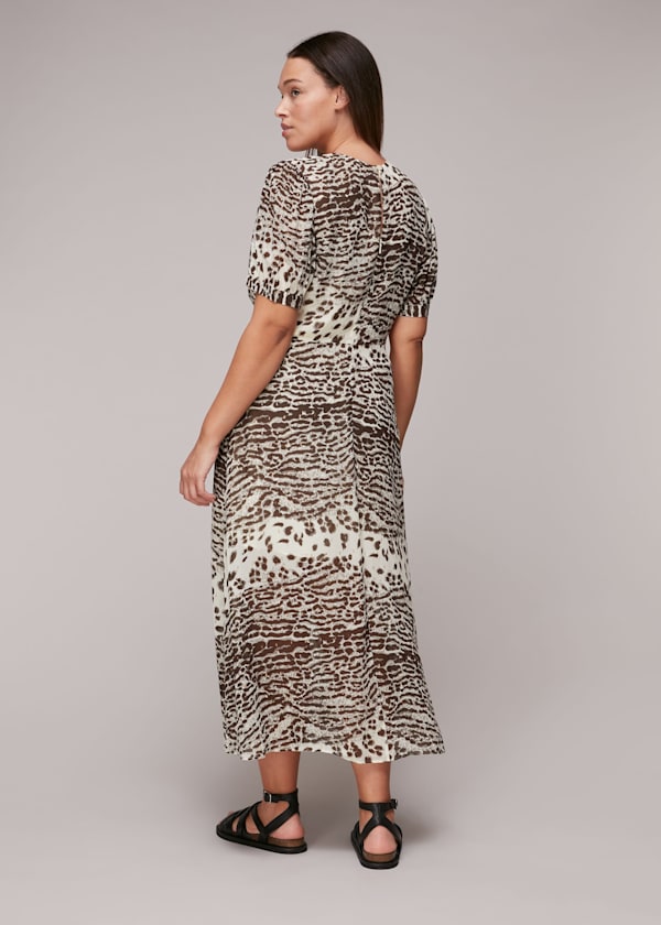 Multicolour Jaguar Print Ruched Midi Dress