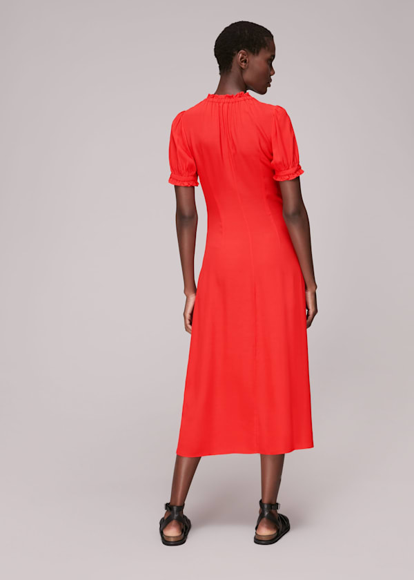 Red Ada Ruched Detail Midi Dress