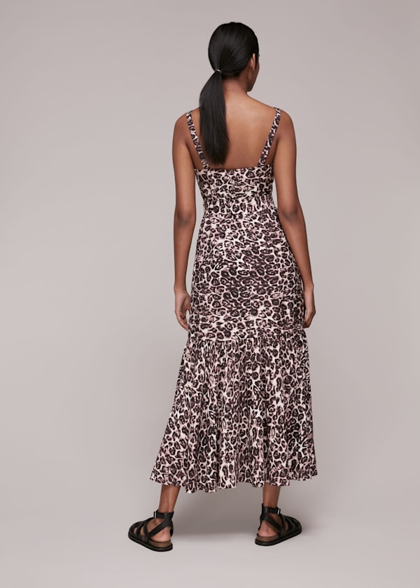 Eleta Leopard Silk Mix Dress