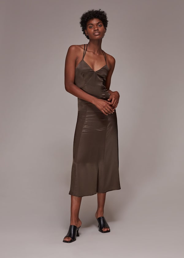 Brown Satin Cami Dress