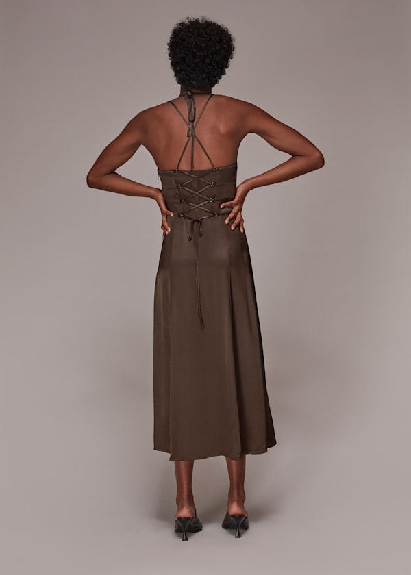 Brown Satin Cami Dress