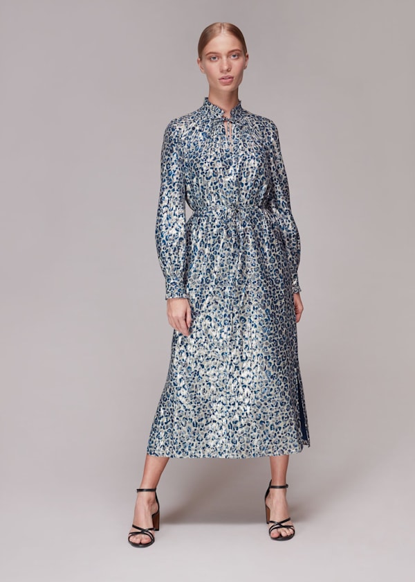 Multicolour Animal Metallic Silk Mix Dress