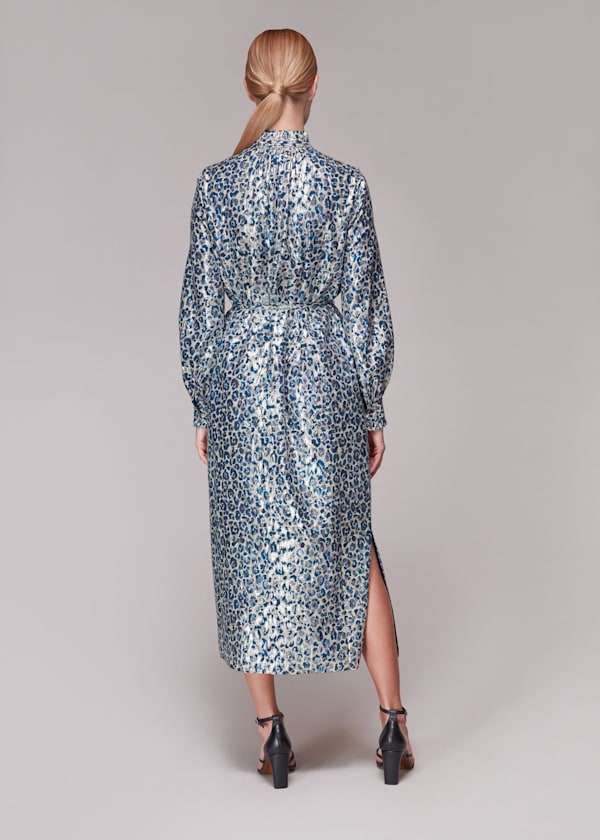Multicolour Animal Metallic Silk Mix Dress