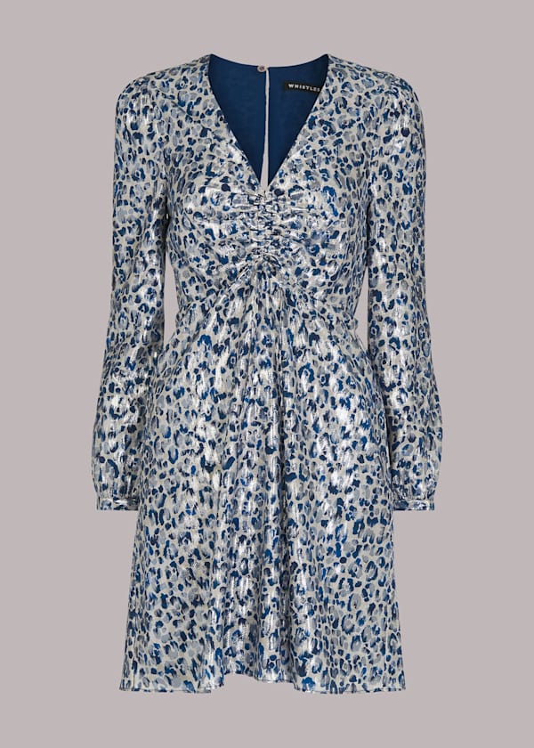Multicolour Josie Metallic Silk Mix Dress