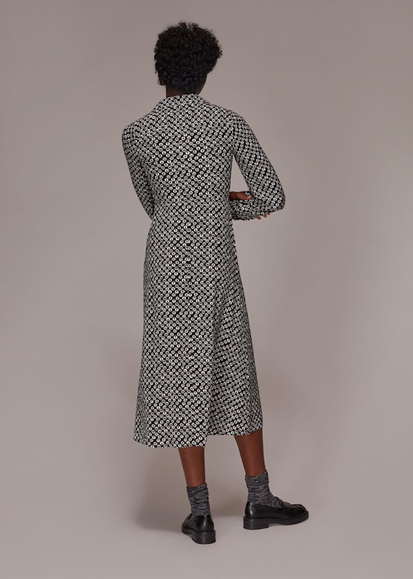 Black Landmark Print Midi Dress