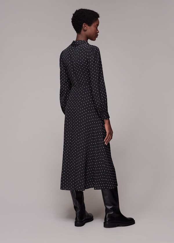 Black Molly Star Print Shirt Dress