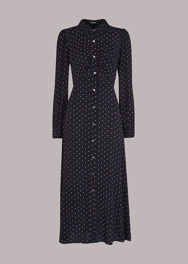 Black Molly Star Print Shirt Dress