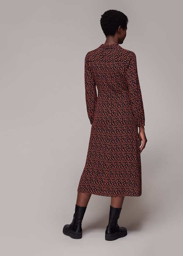 Black Dainty Floral Print Midi Dress