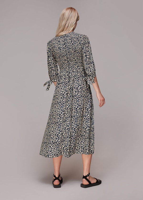 Cheetah Print Shirred Dress