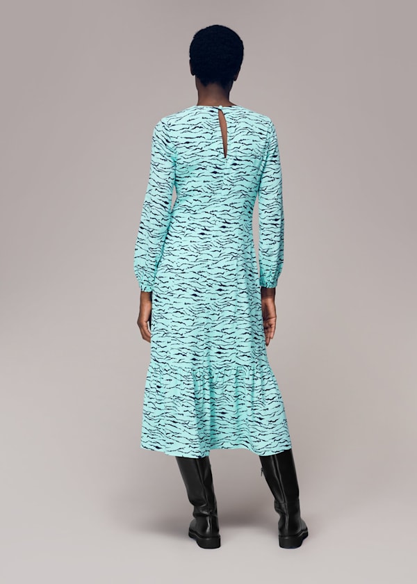 Multicolour Inez Abstract Tiger Midi Dress