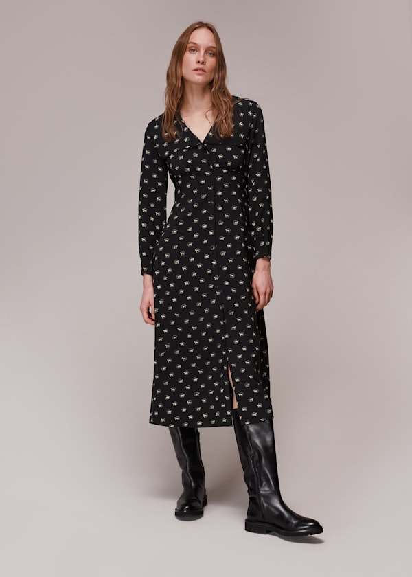 Black Izzy Horseshoe Collar Dress