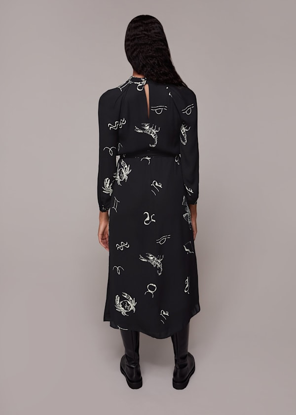 Black Kati Horoscope Print Dress