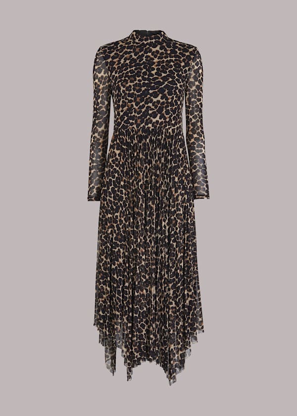 Leopard Print Smudge Animal Mesh Dress