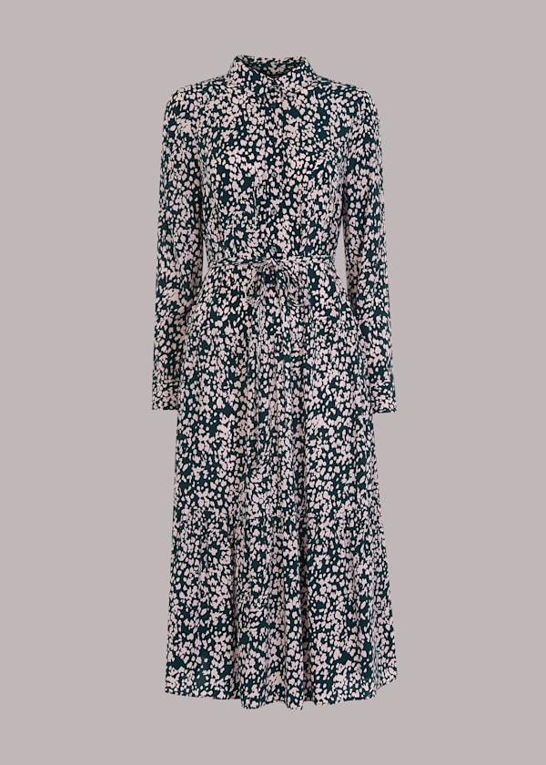 Multicolour Dashed Animal Shirt Dress