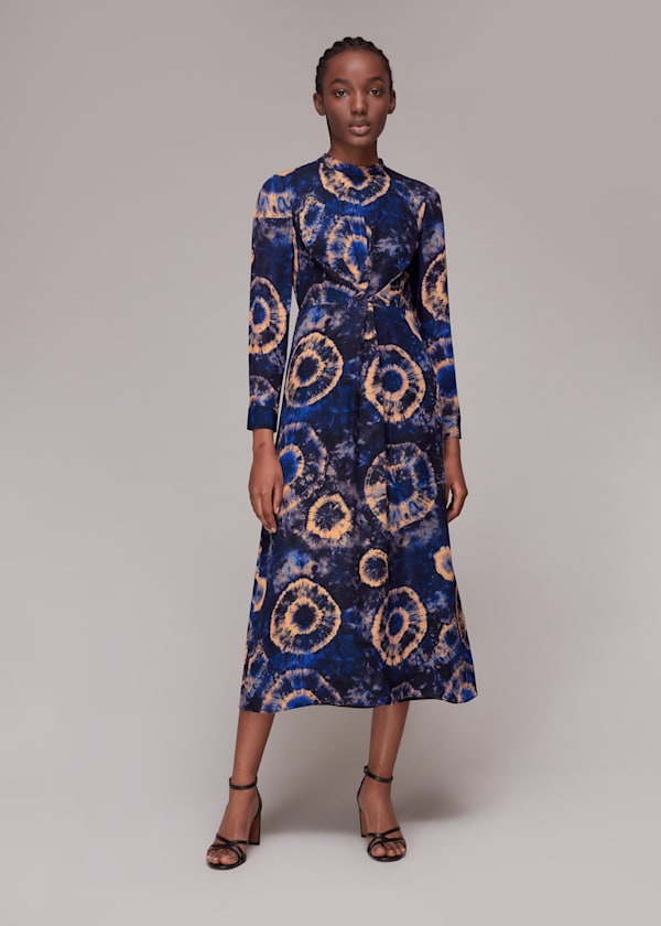 Elena Tie Dye Silk Midi Dress