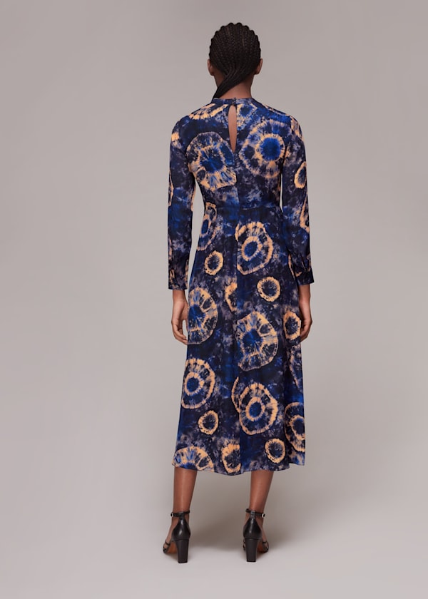 Multicolour Elena Tie Dye Silk Midi Dress
