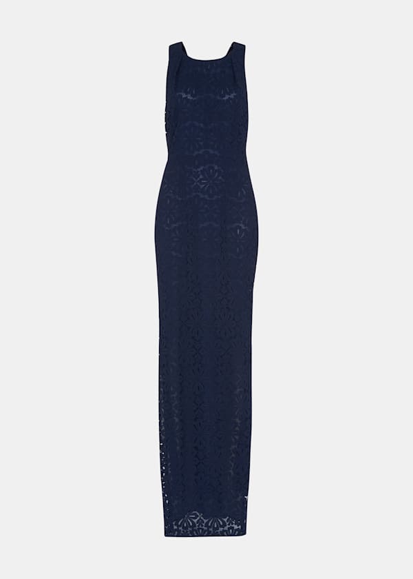 Navy Lace Tie Back Maxi Dress