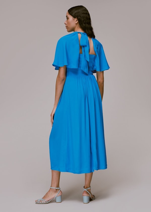 Blue Amelia Cape Sleeve Dress