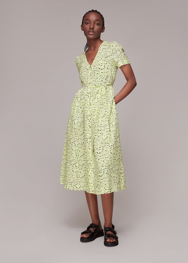 Multicolour Painterly Marks Midi Dress