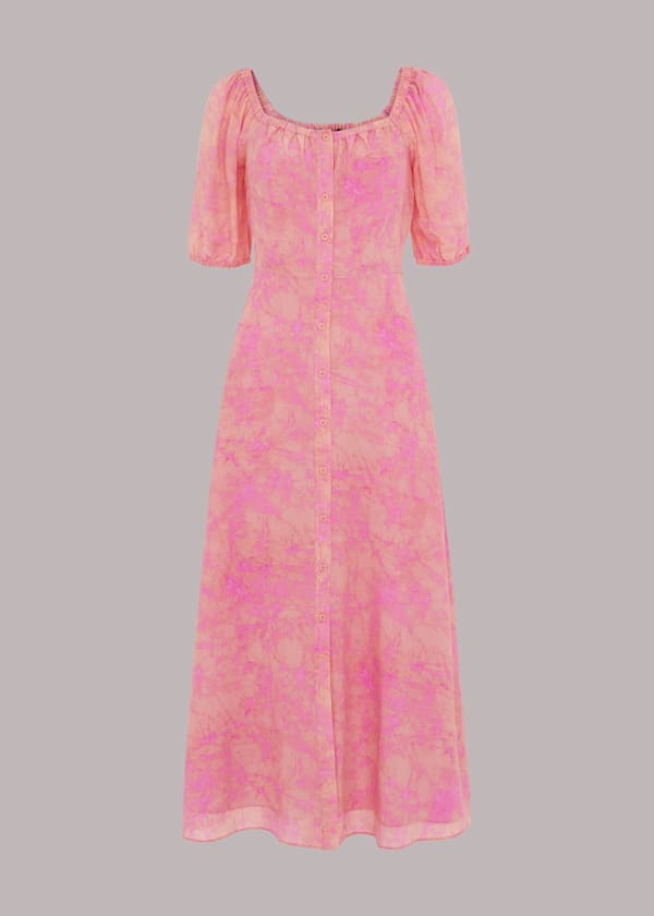 Multicolour Cracked Batik Print Silk Dress