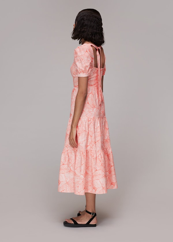 Multicolour Speckled Leaf Poplin Dress
