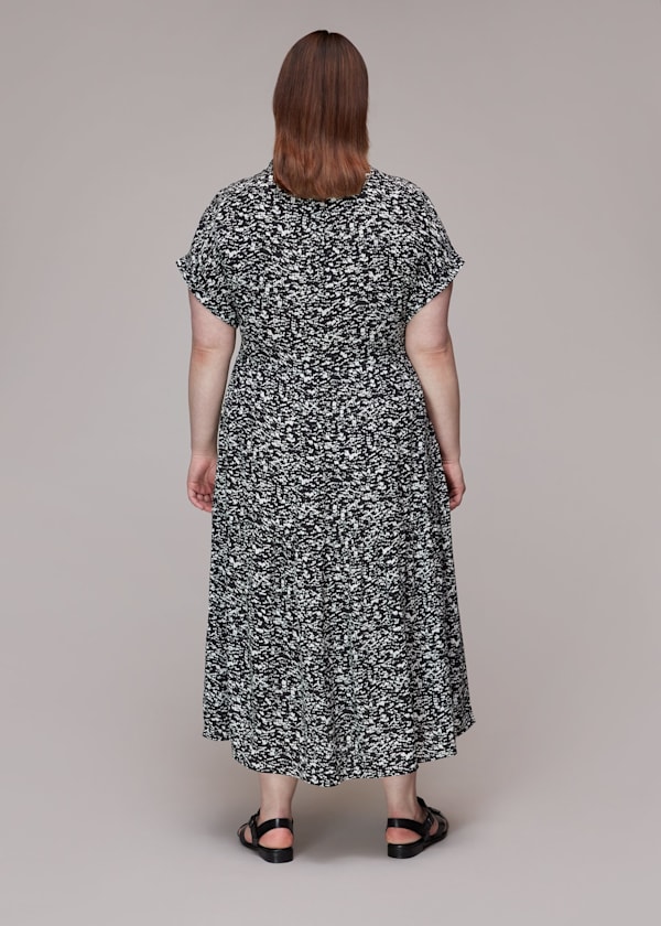 Black Abstract Smudge Tiered Dress