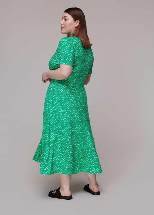 Green Spot Print Robyn Shirt Dress