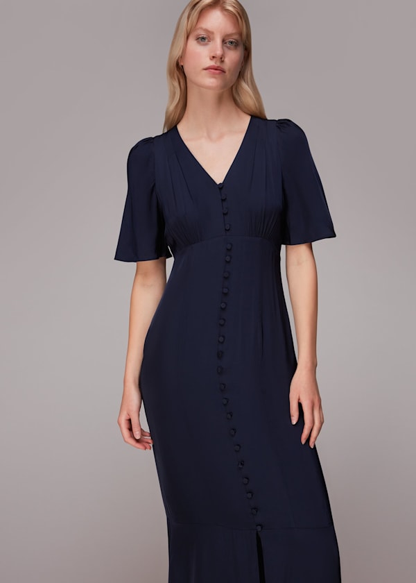 Navy Simone Satin Maxi Dress