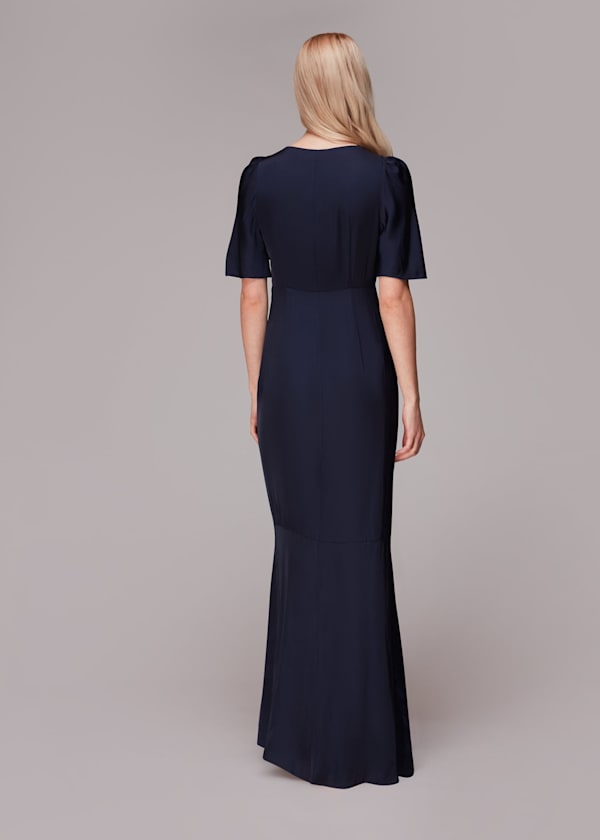 Navy Simone Satin Maxi Dress