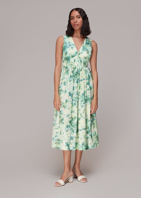 Whistles micro floral tie cuff dress online