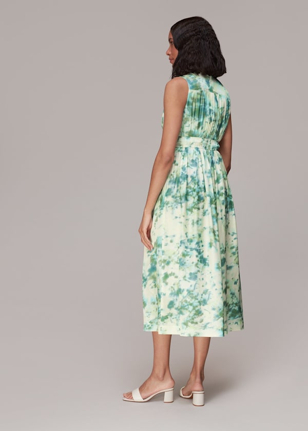 Green Waterflower Silk Mix Dress
