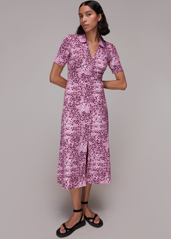 Pink Rowan Hyena Spot Midi Dress