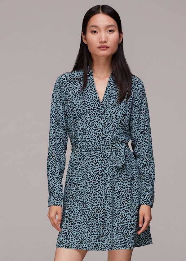 Contrast Leopard Belted Dress
