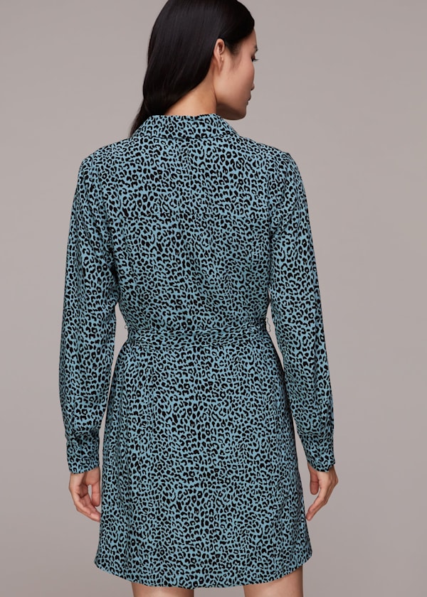 Contrast Leopard Belted Dress