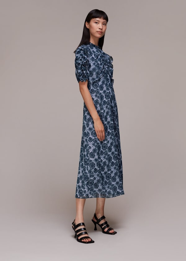 Winter Garden Print Midi Dress