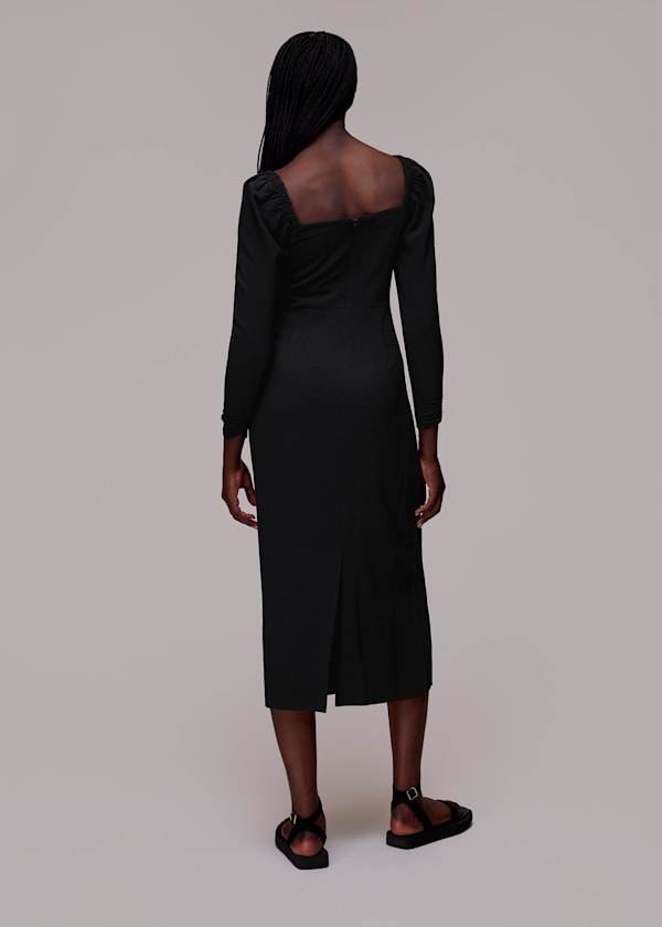 Black Laura Textured Midi Dress