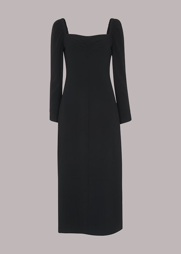 Black Laura Textured Midi Dress