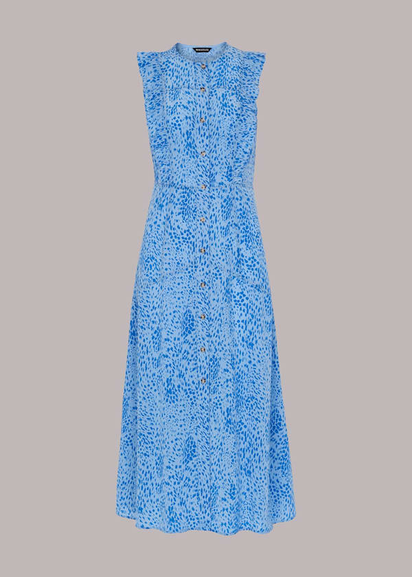 Blue Lively Animal Frill Midi Dress
